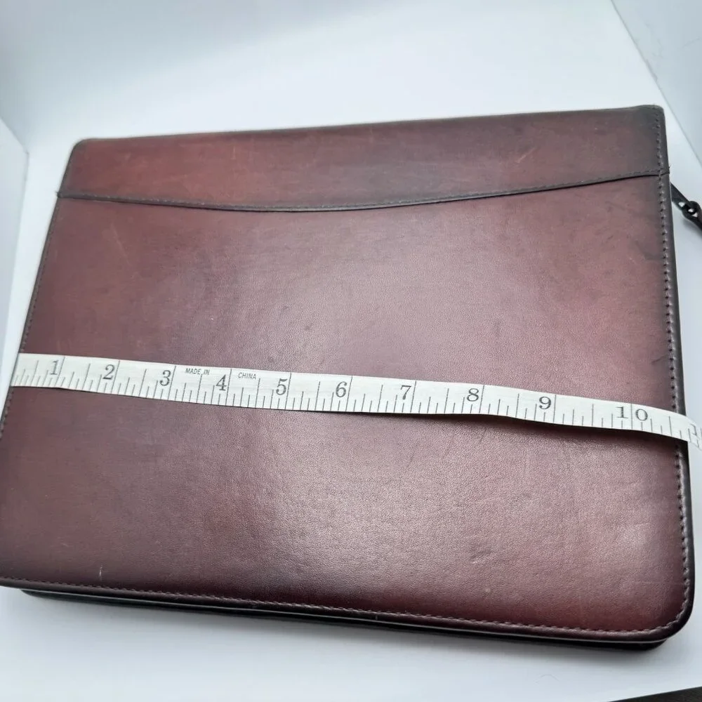 Franklin Quest Full Grain Aniline Leather Brown Planner Classic Sz 7 Ring Zipper